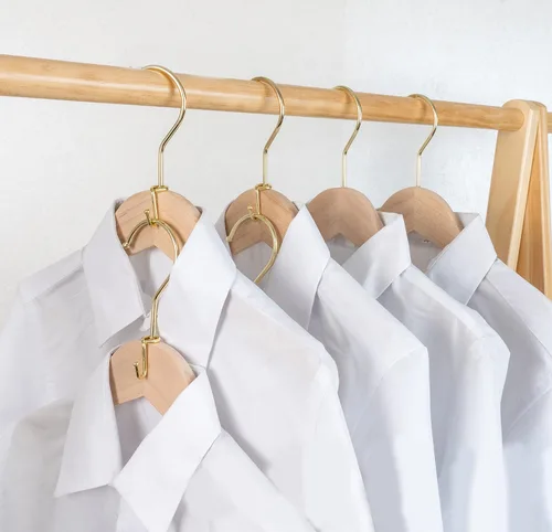 Vista 8 de Percha para ropa, 72 unidades, ganchos de metal dorado, ganchos extensores, mini ganchos en cascada