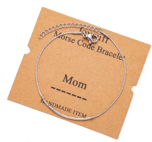 Vista 140 de JoycuFF Pulseras inspiradoras de código morse para mujeres, cuentas de plata, joyería con mantra de motivación, regalos para ella