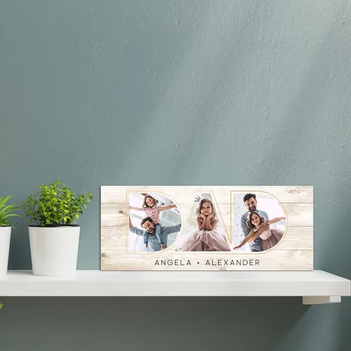 Vista 6 de Regalos para papá de hija, hijo – Dad Photo Sign personalizado con imágenes de niños – 11 x 5 pulgadas y 18 x 7 pulgadas – 10 colores de fondo