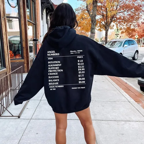 Vista 3 de Sudadera con capucha con número de ángel, sudadera con capucha celestial mística, estética de núcleo de ángel, camisa de manifestación, sudadera