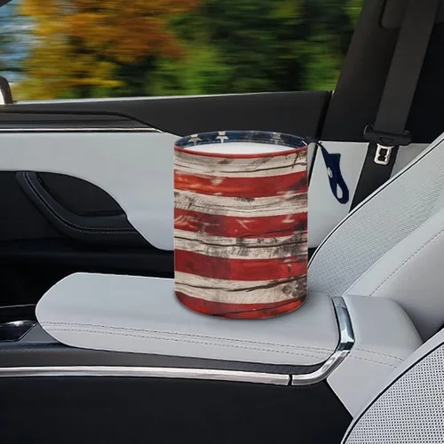 Vista 4 de Papelera portátil con bandera de Estados Unidos, reutilizable, impermeable, multiusos, organizador de coche, artículos esenciales para viajes por