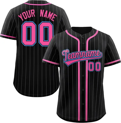 Vista 23 de Camiseta de béisbol de rayas finas personalizada hipster hip hop, camisetas deportivas con nombre y número del equipo personalizado para hombres