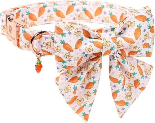 Vista 27 de DOGWONG Collar de otoño para perro con lazo, collar de moño para perro de Acción de Gracias, collar ajustable de algodón de otoño con hoja de arce