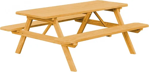 Vista 33 de Amish-Made - Mesa de picnic rectangular de pino para exteriores de 44 pulgadas con bancos adjuntos, color negro Negro (Black Paint)