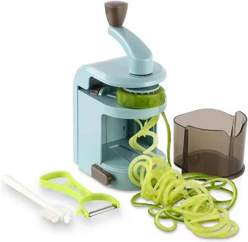 Vista 7 de Ourokhome Espiralizador de espaguetis para hacer fideos de calabacín, cortador de verduras de 5 cuchillas para fideos vegetales y chips rizados