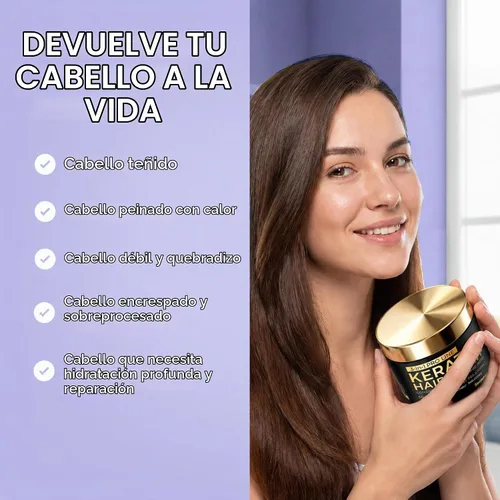 Vista 8 de SUNATORIA Mascarilla de queratina para el cabello - Acondicionador profundo para cabello dañado y seco - Hidrata, repara, nutre - Tratamiento