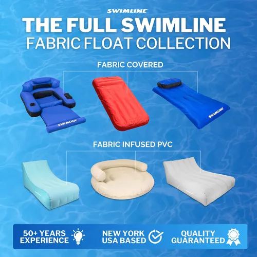 Vista 7 de Swimline ORIGINAL - Colchoneta cubierta de tela para piscina, balsa flotante definitiva para adultos y niños Respaldo, reposabrazos y reposapiés
