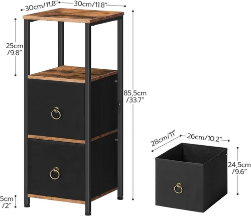 Vista 8 de HOOBRO Gabinete esquinero, estante esquinero de 4 niveles con 2 cajones, gabinete de piso de baño, gabinete de almacenamiento estrecho, para baño