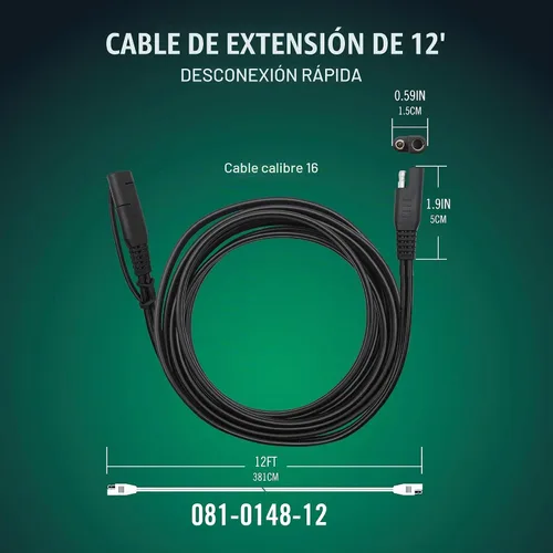 Vista 2 de Battery Tender Cable de extensión SAE de 12 pies – Diseñado para su uso con cargadores Battery Tender – Enchufes de conexión rápida para una fácil