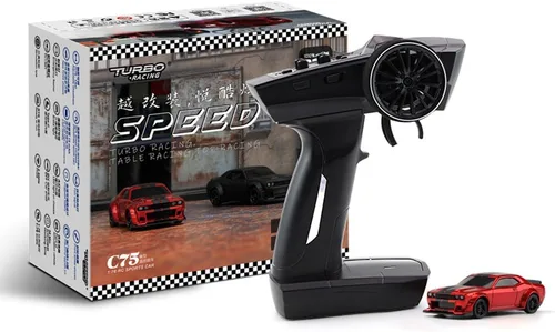 Vista 10 de 1:76 Turbo Racing Scale RC Sport Car, Carreras de mesa Control remoto Mini modelo de coche completo proporcional RTR Kit Juguetes (Baoma mini-rojo)