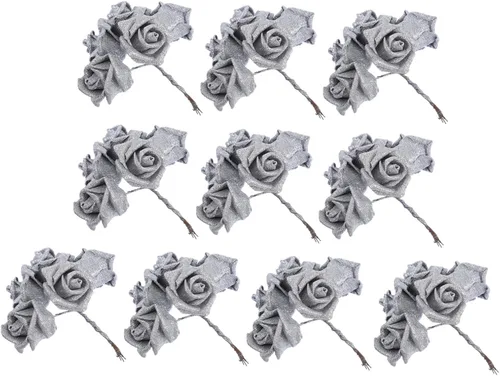 Vista 12 de Zerodeko Rosas rosas artificiales a granel paquete de 50 cabezas de flores PE material boda decoración del hogar Dorado