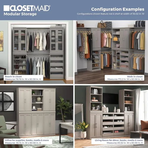 Vista 6 de ClosetMaid Kit de estante de almacenamiento modular y barra para colgar, color gris pardo