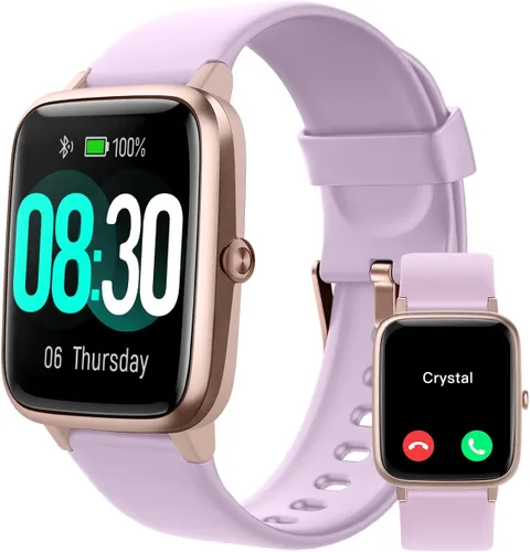 Vista 15 de GRV Reloj inteligente para mujer, llamada Bluetooth, para iPhone Android Rosa bebé