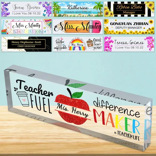 Vista 39 de Placa de nombre de escritorio personalizada de bloque de acrílico personalizado para oficina, placa de escritorio personalizada, decoración