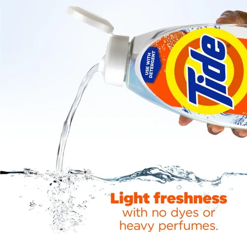 Vista 8 de Tide Enjuague de Tela de Limpieza Profunda con 3X Poder Contra Olores, Aroma Original, 48 oz