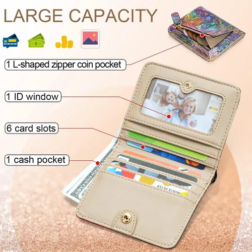Vista 2 de APHISON Billetera para mujer, delgada y pequeña, cartera RFID para mujer, 08-0094