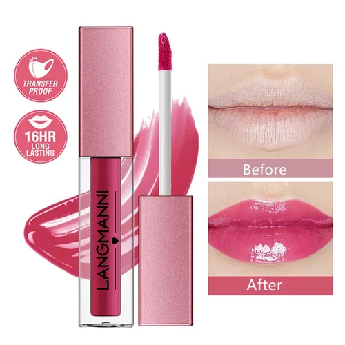Vista 2 de Juego de 12 piezas de colección de brillo labial hidratante, 12 tonos 12 colores brillantes