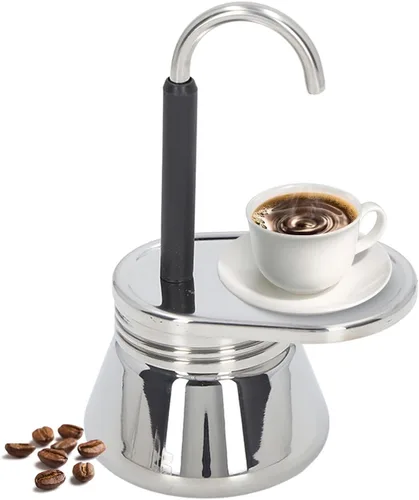 Vista 8 de Tissting Estufa de boquilla individual Moka Pot de acero inoxidable, cafetera de espresso, mini estufa de café expreso tipo italiano, cafetera