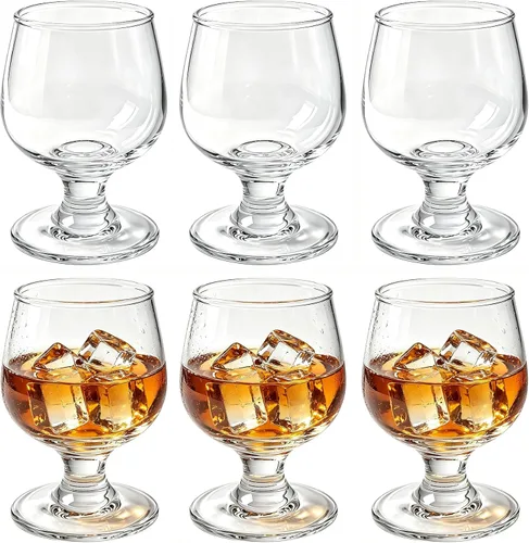 Vista 12 de Valeways Juego de 6 mini vasos de chupito de 1.75 onzas, transparentes, súper lindos, perfectos para degustar brandy - Snifters de vidrio