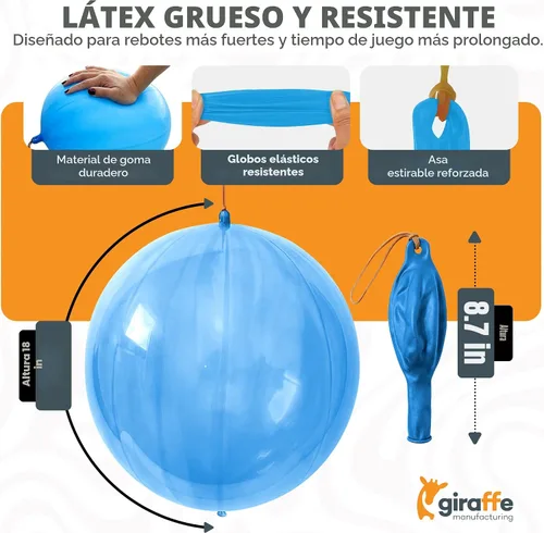 Vista 3 de Globos de neón Giraffe con función de rebote (30 unidades)