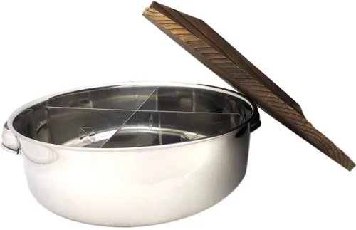 Vista 3 de Endoshoji TKG Pulido EOD01 Oden - Olla redonda con tapa de madera, diámetro x altura 13.0 x 3.9 pulgadas (12.992 x 3.937 in), peso 15.7 oz (450 g)