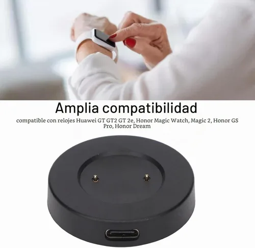 Vista 2 de Estación de carga para Huawei GT GT2 GT 2e para Honor Magic Watch, cargador de carga rápida de repuesto con cable magnético USB (negro)