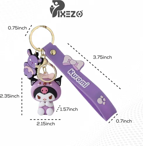 Vista 3 de PIXEZO Bonito llavero de regalo Llavero de anime Kawaii con dije de gatito de dibujos animados, llavero para llavero de coche para niñas y mujeres