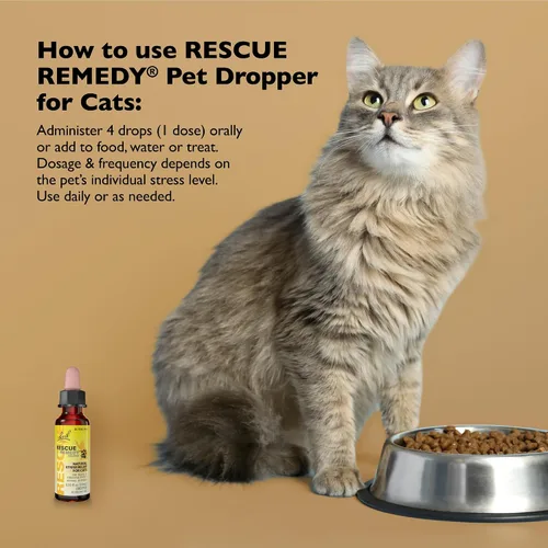 Vista 3 de Rescue Remedy Pet Dropper para gatos – 0.3 onzas líquidas – Soporte de estrés y tensión para gatos con esencias florales naturales de Bach – Fórmula