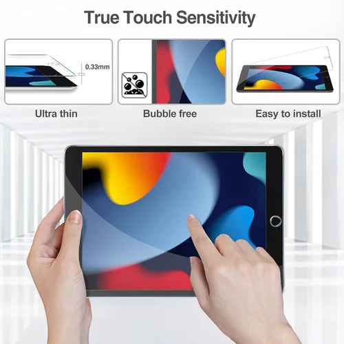 Vista 5 de KIQ Paquete de 2 protectores de pantalla de vidrio templado compatibles con iPad de 9ª, 8ª y 7ª