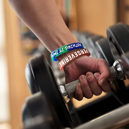 Vista 9 de QEERBSIN Paquete de 12 pulseras motivacionales para hombres, mujeres y adolescentes, pulseras inspiradoras de silicona unisex para adultos