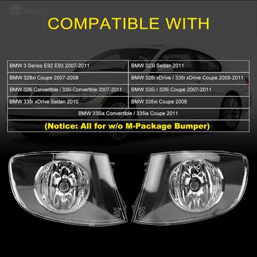 Vista 2 de TangMiGe Faros antiniebla para BMW E92 E93 (323i Sedán, 328i 335i 335is Convertible, 328i 328xi 335i 335xi 335is Coupe, 335i xDrive Sedán), todo sin