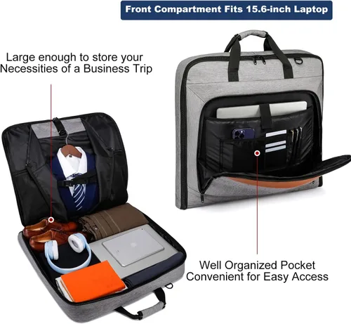 Vista 3 de Bolsa de viaje grande de viaje para hombres de 40 pulgadas, 3 bolsas de ropa para viajes de negocios, maletas colgantes 2 en 1 para viajes, bolsa