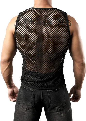 Vista 3 de JOGAL Top muscular sin mangas ajustado de malla para hombre