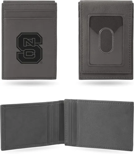 Vista 6 de Rico Industries NCAA - Cartera de bolsillo frontal grabada con láser gris, compacta, cómoda, delgada