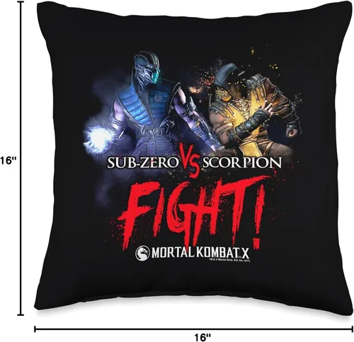 Vista 4 de Mortal Kombat X Fight - Almohada (16.0 x 16.0 in), multicolor