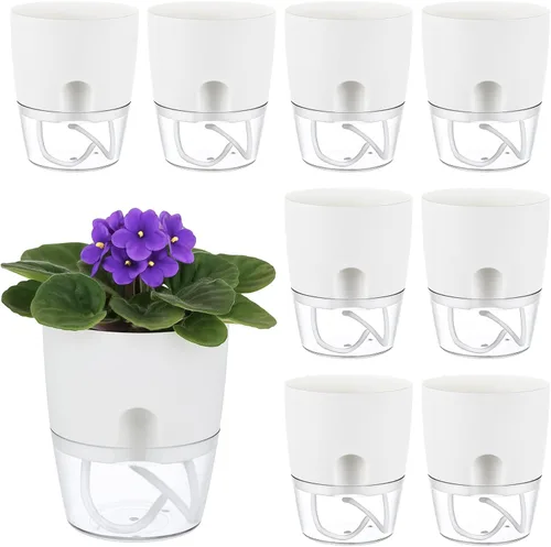 Vista 17 de Macetas de riego automático para plantas de interior, macetas para exteriores, paquete de 3 macetas de riego automático de 6 pulgadas, macetas