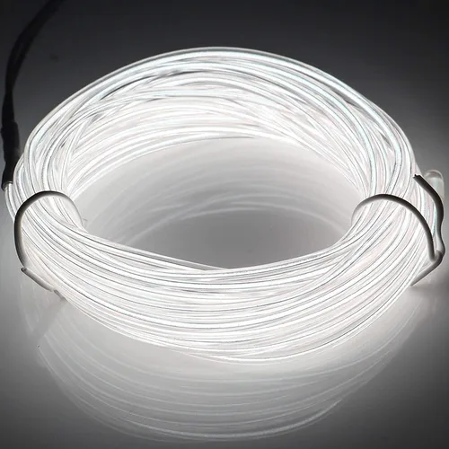 Vista 9 de JIGUOOR - Tira de luces de neón brillantes con cable EL y paquete de baterías, de 9.8 pies, 360 ° de iluminación, para bricolaje, festivales, Azul