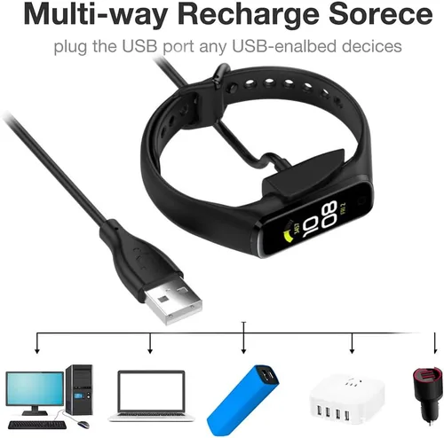 Vista 5 de Cargador compatible con Samsung Galaxy Fit 2, cable de carga USB de repuesto, adaptador de accesorios para Samsung Galaxy Fit 2
