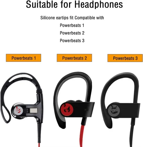 Vista 4 de 4 pares de almohadillas de silicona para los oídos, puntas de repuesto, para auriculares compatibles con Powerbeats 1/2/3 Wireless Beats de Dre