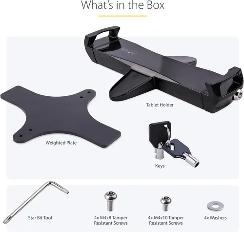 Vista 6 de StarTech VESA Mount Adapter hasta 4.4lb/2kg (Tablet-VESA-Adapter) For Tablets 7.9 to 12.5in, Universal Anti-Theft Tablet VESA Mount Clamp, Secure