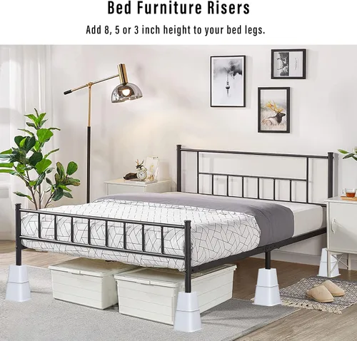 Vista 2 de Lufia Elevadores de muebles de cama resistentes, elevación en alturas de 3, 5 u 8 pulgadas, elevadores de muebles ajustables para sofá, mesa, sofá