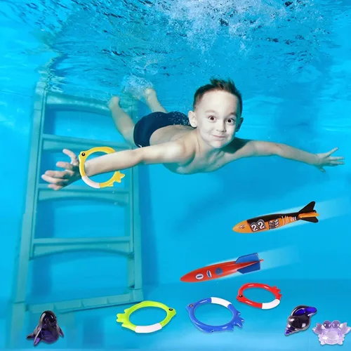 Vista 4 de Juguetes de Piscina de Buceo de Natación de Verano para Niños, Divertido Set de Juegos de Natación que se Hunden, Regalos de Buceo Submarino