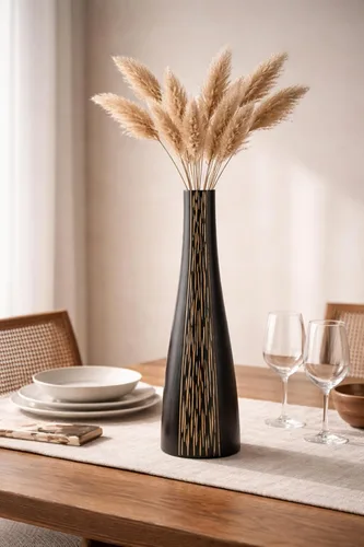 Vista 4 de AeraVida Decoración contemporánea con rayas de árbol de mango de madera en forma de botella