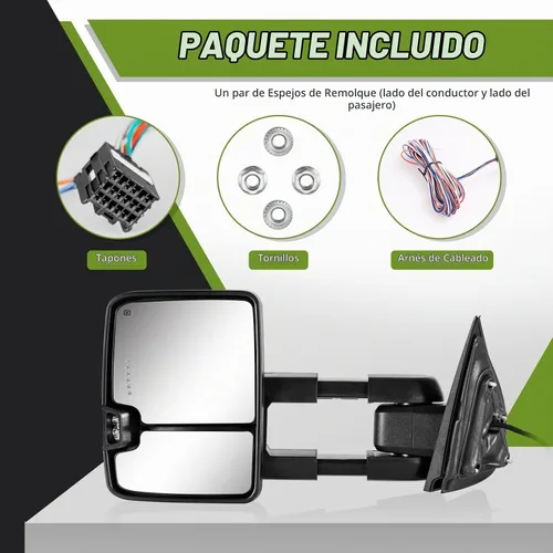 Vista 9 de Espejos de remolque para Chevy Silverado/GMC Sierra 1500 (2014-2018), 2500HD/3500HD (2015-2019) Switchback - Señal de giro dinámico/luces de marcha