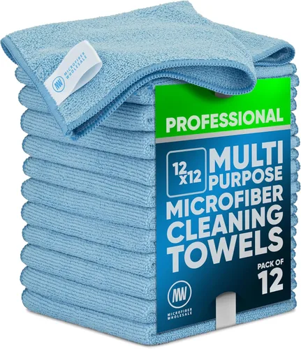 Vista 8 de Paños de limpieza de microfibra Pro multisuperficie de 12 x 12 pulgadas Negro - Paquete de 12 Toallas de microfibra premium para limpiar vidrio