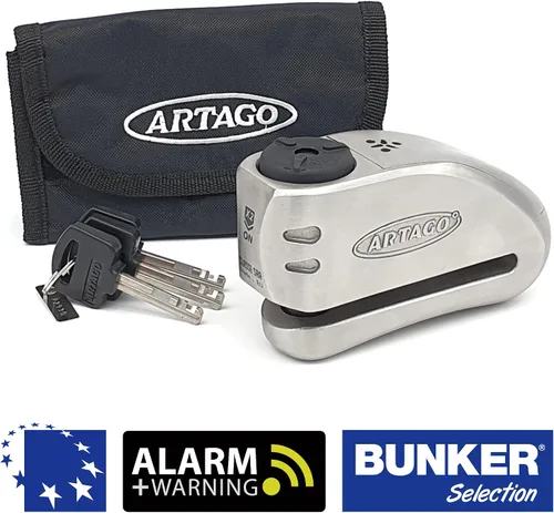 Vista 9 de ARTAGO 32 Cerradura de disco para motocicleta de última generación 2 en 1 Alarma inteligente, 120 dB, advertencia de no toque Exclusivo bloqueo