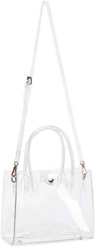 Vista 4 de Bolso transparente para mujer, bolsa transparente aprobada para estadios, bolsa transparente de plástico de PVC, bolsa de trabajo transparente