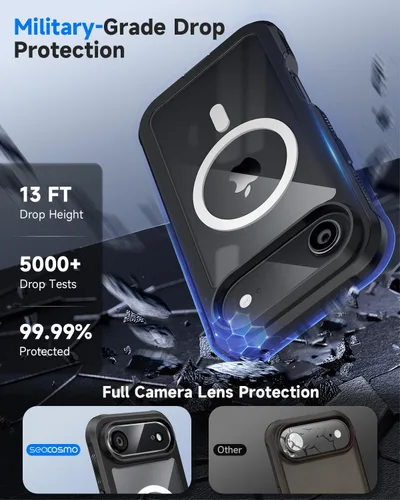 Vista 4 de seacosmo para iPhone Air Funda, Carcasa Completa con Protector de Privacidad de Vidrio Templado 9H Integrado y Protector de Lente de Cámara