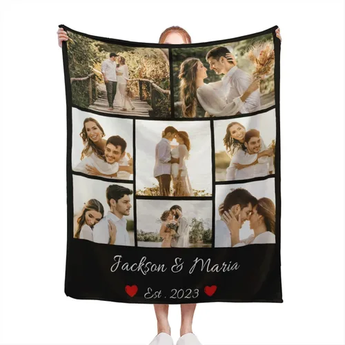 Vista 25 de Manta personalizada con texto de fotos, manta personalizada con mis propias fotos, manta conmemorativa personalizada para madres para mamá, papá