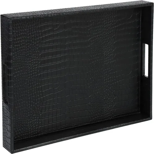 Vista 13 de HofferRuffer Bandeja rectangular de servir con asas con agujeros para mesa de café, desayuno, té, comida, bandeja de servicio para mostrador